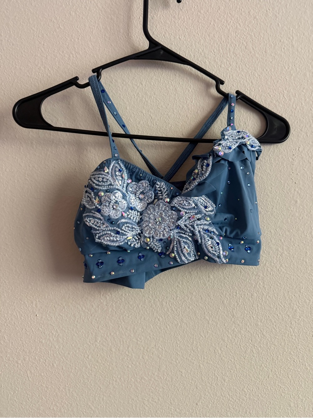 Kelle dancer Embellished Teal Floral Beaded Bralette
